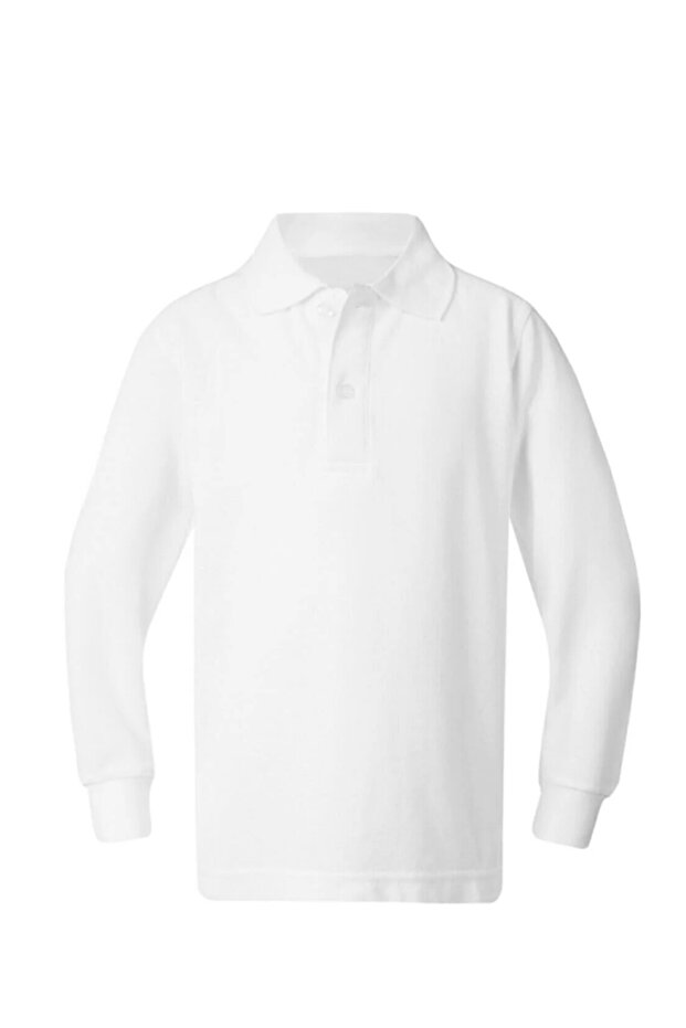 Guler polo alb cu mânecă lungă - 6