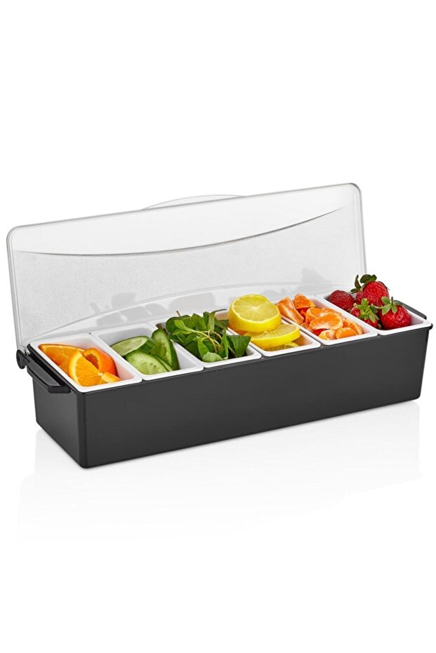 Gastroplast 6 Compartment Bar Container with Lid