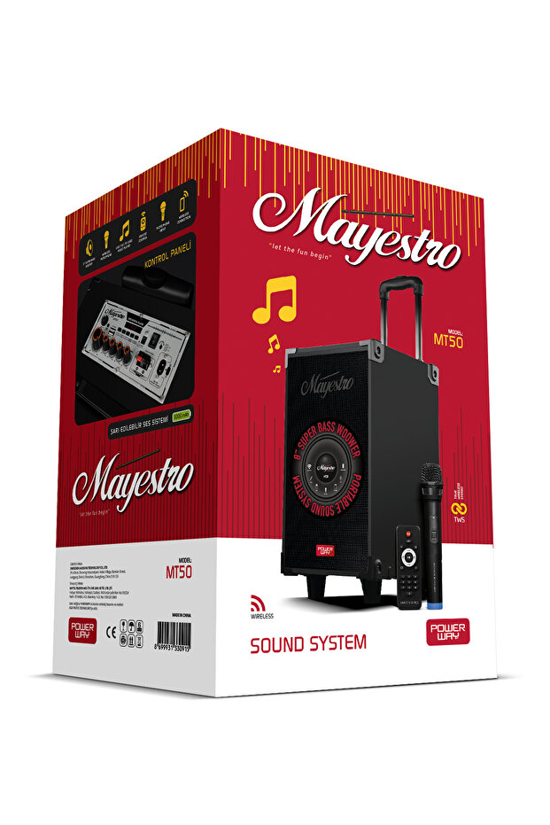 MT50 Şarjlı Mikrofonlu Hoparlör Karaoke Sistemi Taşınabilir Amfi Büyük Bluetooth Hoparlör - 5