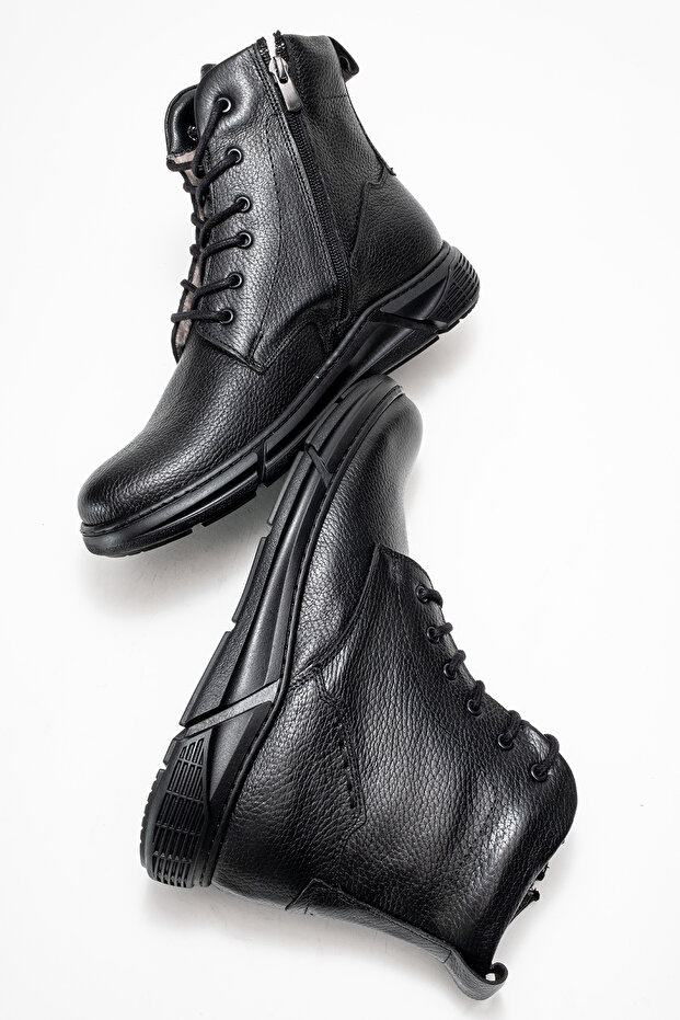 Genuine Leather, Water and Cold Proof, Zippered, Furry, Men's Boots