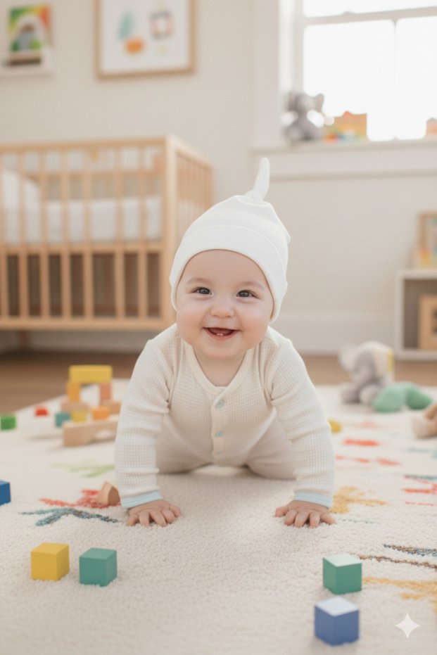 Newborn Baby Girl Boy 100% Cotton Combed Extra Soft Lightweight Anti-Sweat Beanie White