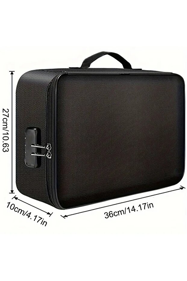 Large Capacity Lockable Document Bag, 3-Tier Document Storage Box with Zipper, for Business and Travel - 6