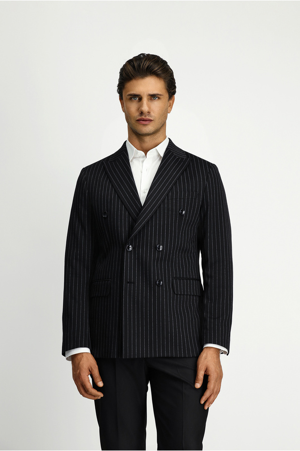 Regular Fit Çizgili Örme Ceket - 4