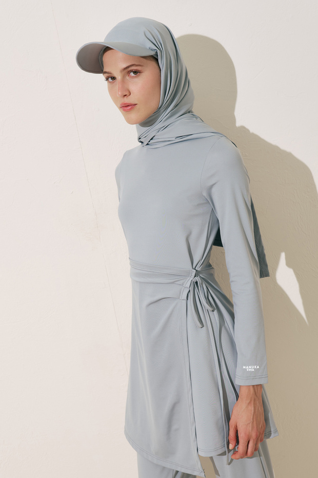 ANVELOP ETEKLİ MAYO ELBİSE MAVİ - 6