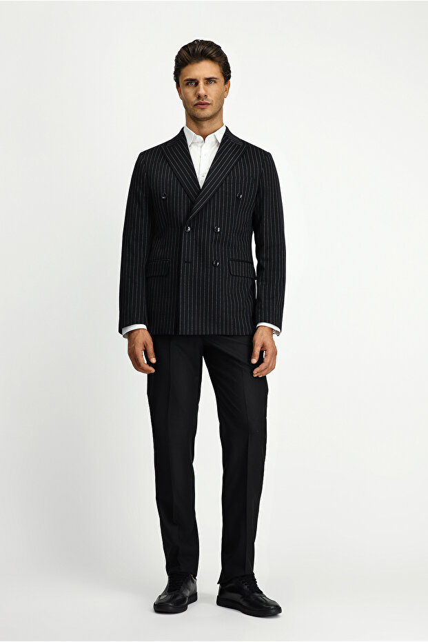 Regular Fit Çizgili Örme Ceket - 2