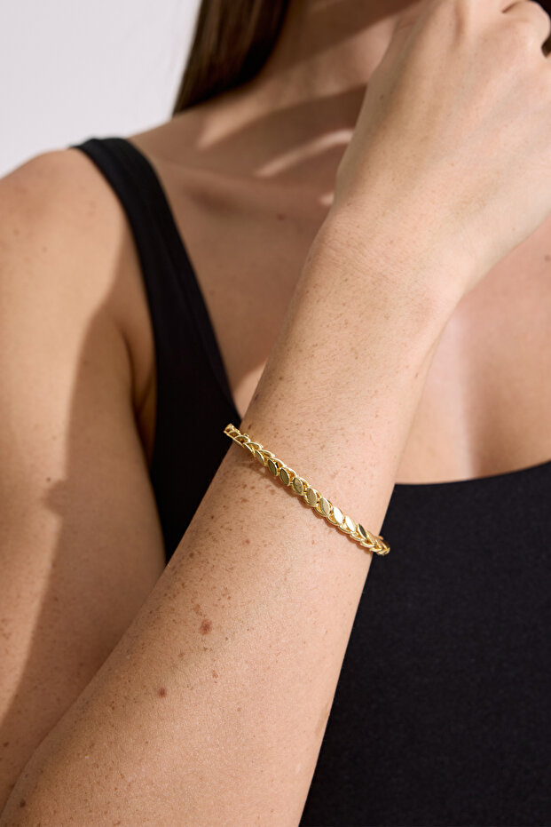 PULLU ZİNCİR BİLEKLİK GOLD - 2