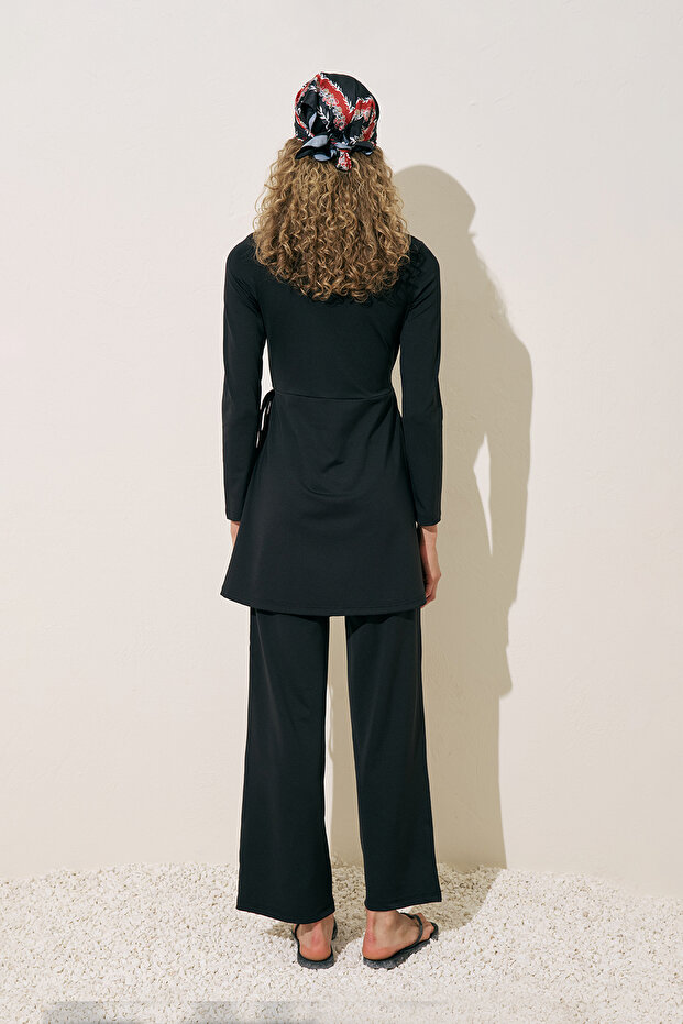 ANVELOP ETEKLİ MAYO ELBİSE SİYAH - 6