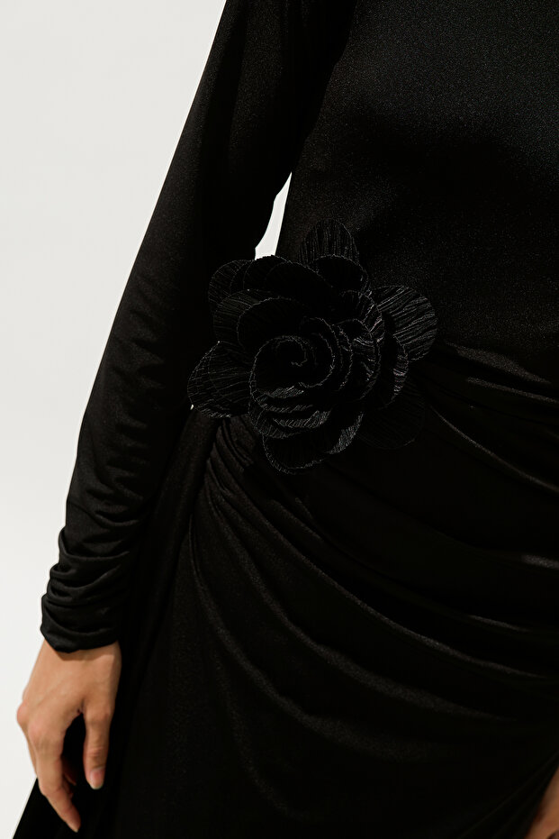 LORA ÇİÇEK BROŞ SİYAH - 2