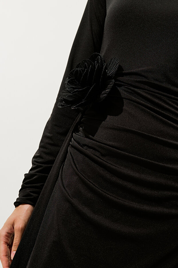 LORA ÇİÇEK BROŞ SİYAH - 3