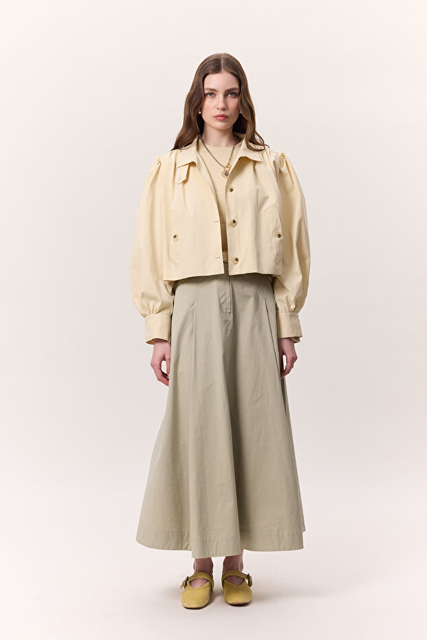 CEP DETAYLI GENİŞ ETEK SOFT YEŞİL - 4