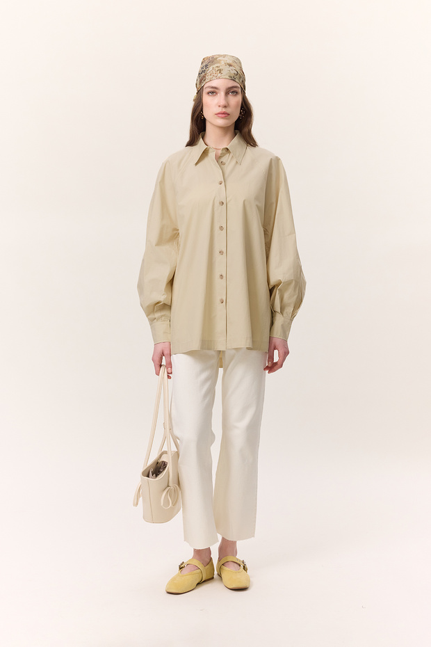 GENİŞ KOL DETAYLI GÖMLEK SARI - 2