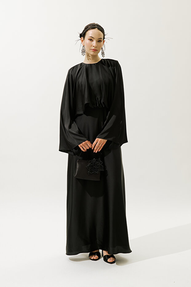 Rochie de seara ADELE SATIN NEGRA - 1