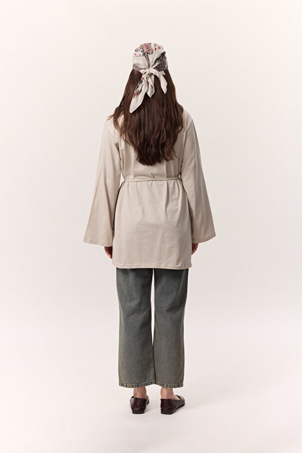 Oversize Tsirt with Stone Binding Detail - 7