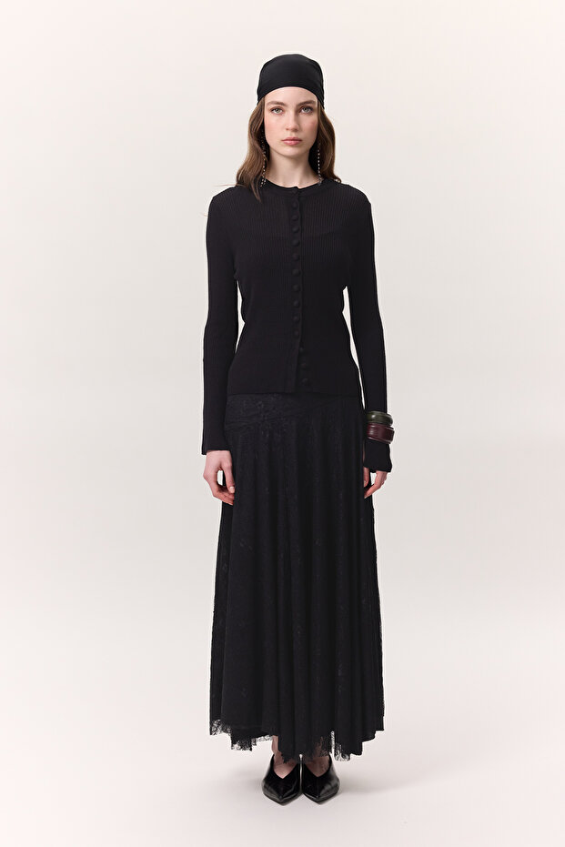 DANTELLİ GENİŞ ETEK SİYAH - 5