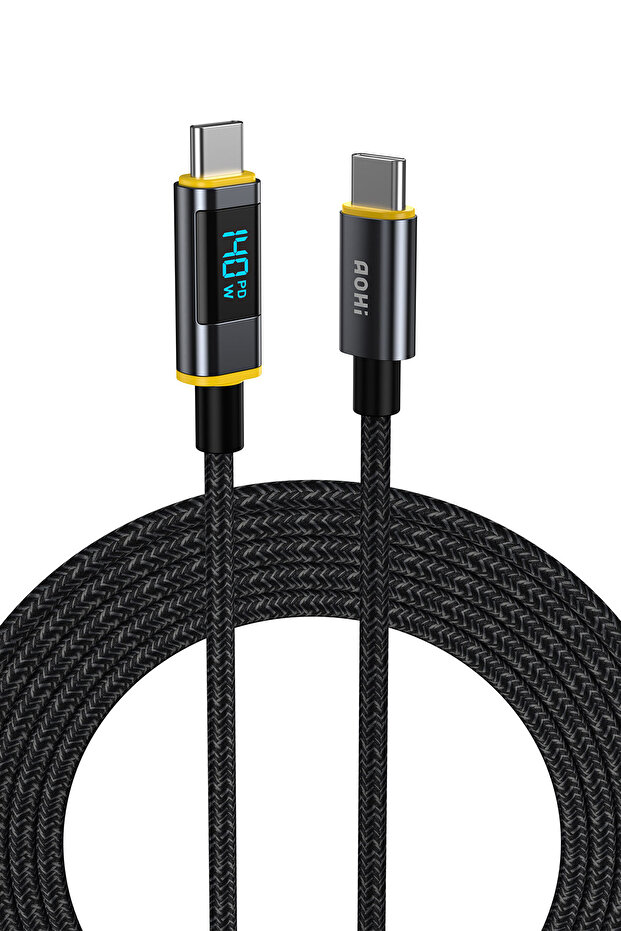 Magline Type-c To Type-c 140w Pd3.1 Led Ekranlı Örgülü 1.2m Süper Hızlı Şarj Ve Data Kablosu - 1