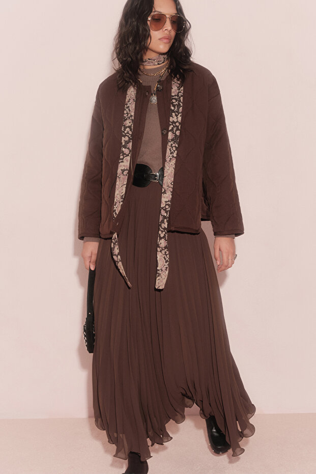 PLİSELİ ETEK KAHVERENGİ - 1