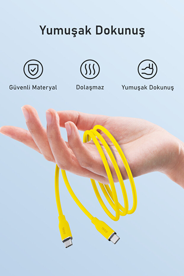 Silky Type-c To Type-c 1m 140w Pd 3.1 480mbps Süper Hızlı Şarj Ve Data Kablosu - 3