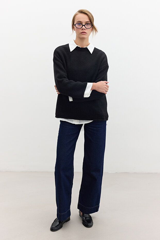 OVERSIZE KAZAK SİYAH - 2