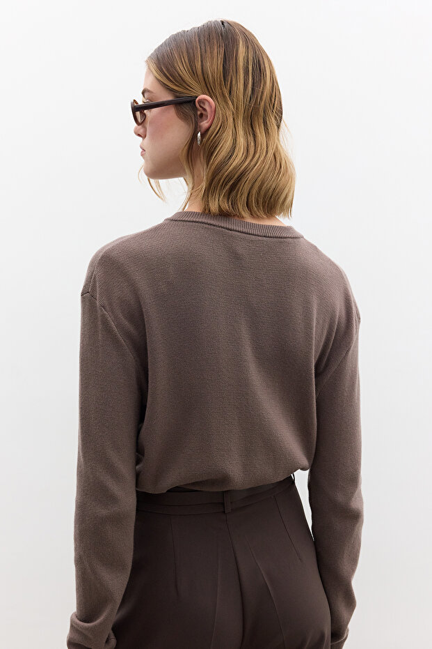 YUMUŞAK DOKULU TRİKO HIRKA VİZON - 6