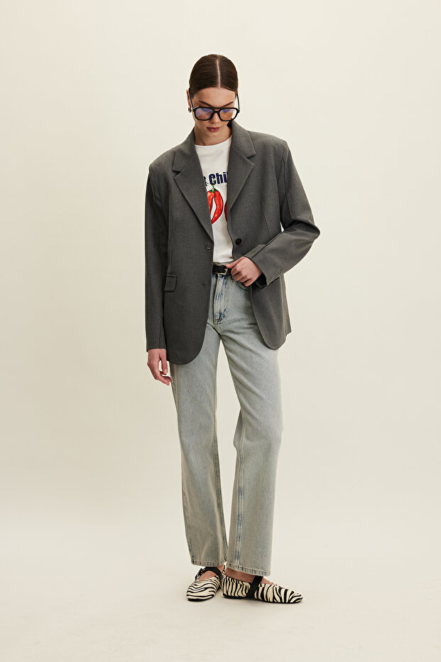 Gray Classic Cut Blazer Jacket - 4