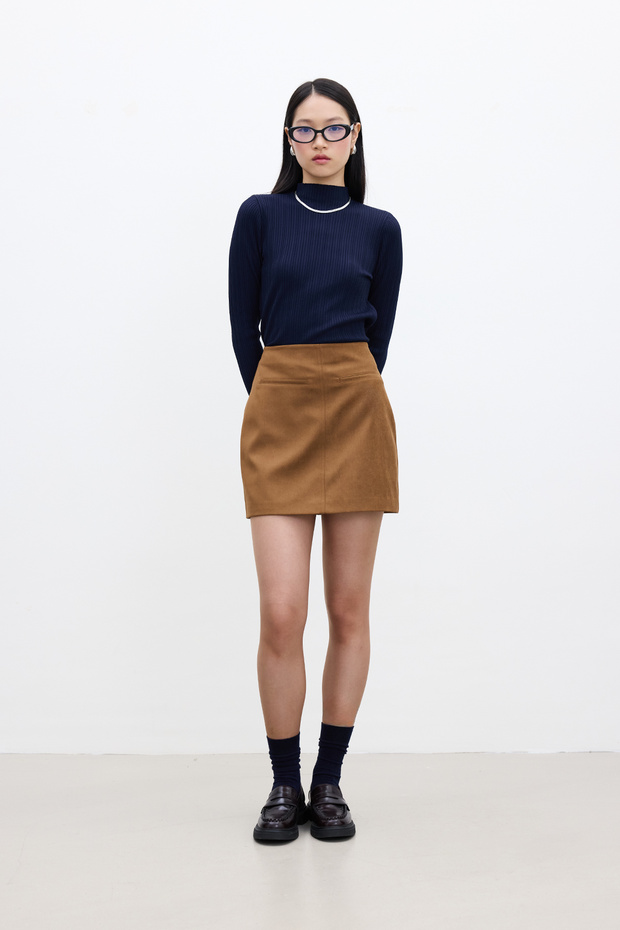 SUNİ DERİ MİNİ ETEK CAMEL - 2