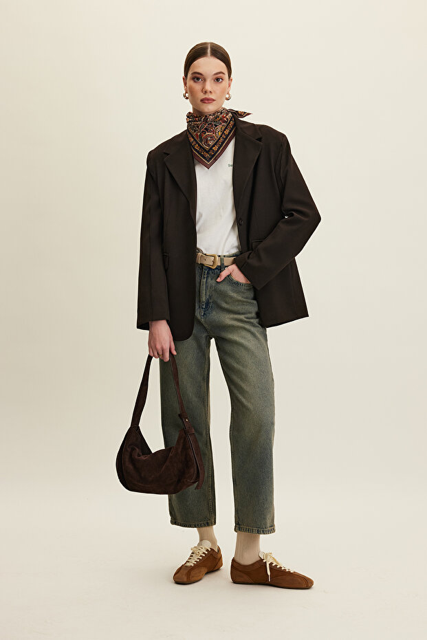 Hellbraune klassische Blazerjacke - 5