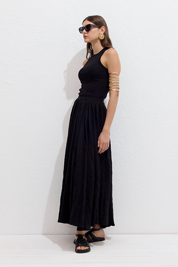 CRUSH EFEKTLİ PREMIUM ETEK SİYAH - 5