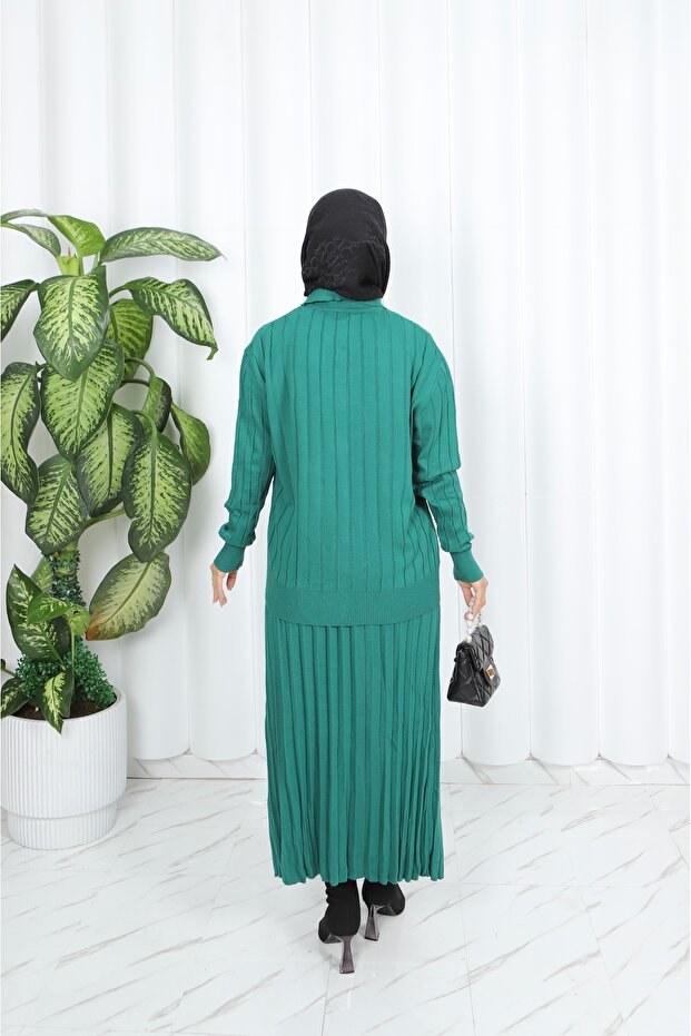 بدلة تنورة مطوي مع سترة - 5