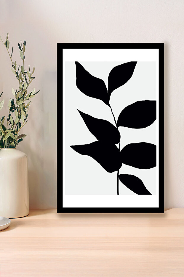 1 Adet Gri Mdf Zeminli Açık Bej Soyut Mdf Çerçeve Görünümlü Mdf Tablo - 2