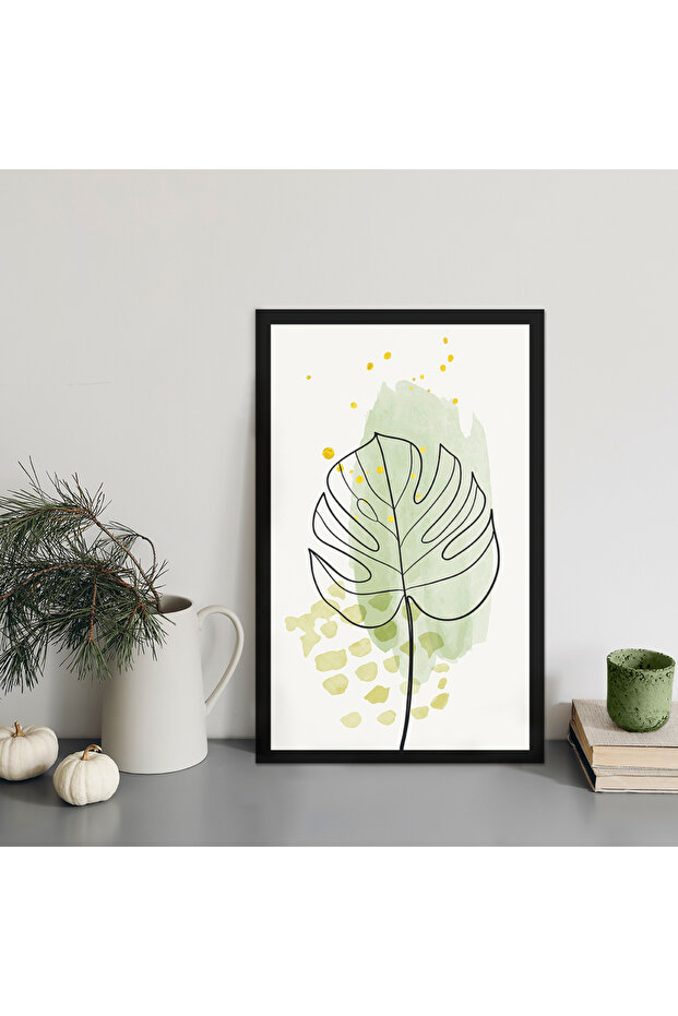 1 Adet Yeşil Tüylü Ahşap Mdf Çerçeve Görünümlü Mdf Tablo - 3