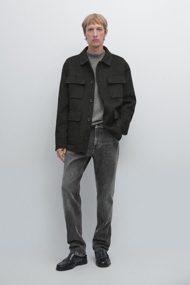 Cepli yünlü ceket - 1