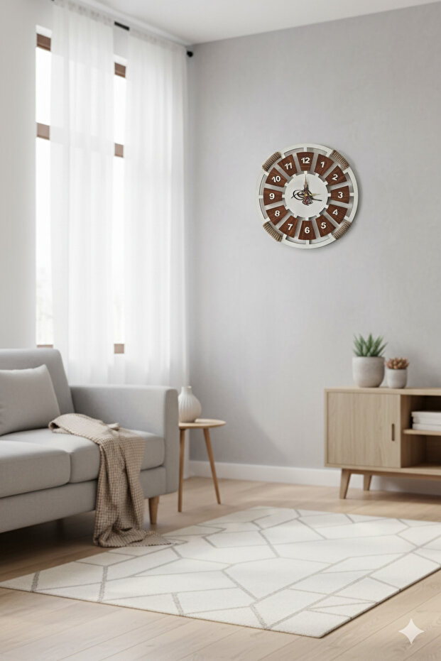 Hasır İpli Halatlı Duvar Saati - 3