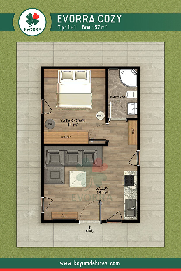 Cozy bungalov ev Çelik ahşap Ev - 2