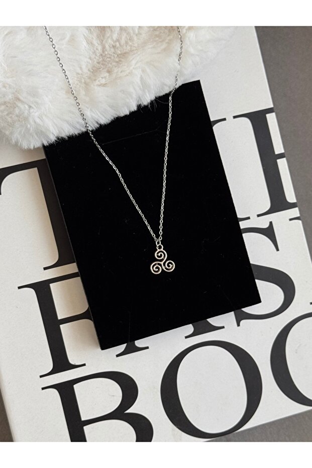 Triskele Ancient Spiral Steel Pendant, Spiral Minimal Handmade Necklace