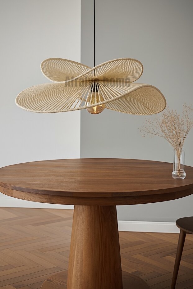 Hasır Sarkıt Avize 2 Şeritli avize / Bohem avize / Salon Modern Avize / Hasır Rattan Bambu Avize - 6