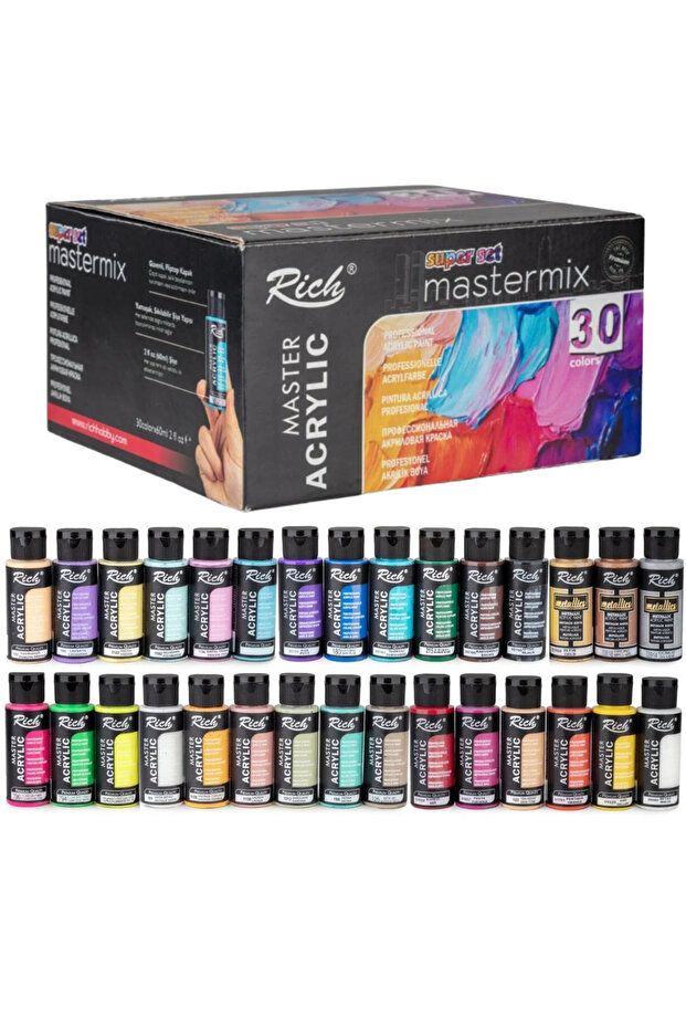 Rich Mastermix 30x60ml Supermix Akrilik Boya Seti / 19847