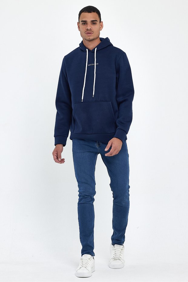 Men's Sweatshirt. Comfortable Fit. Fleece Lining. 3-Thread Fabric. Mid-Brooklyn Print. Sweatshirt Spr24Sw13.
