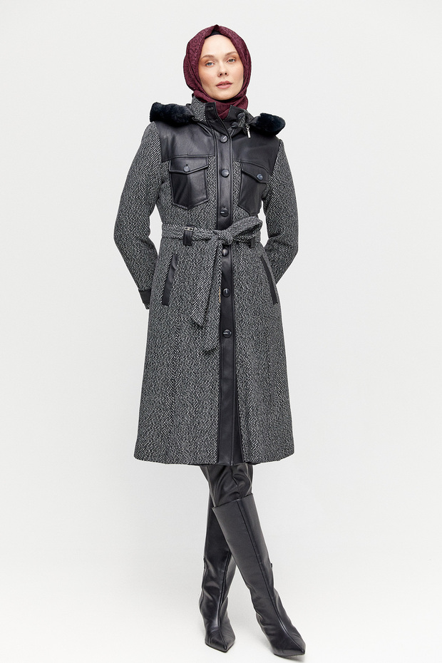 Deri Kombinli Kap - 1