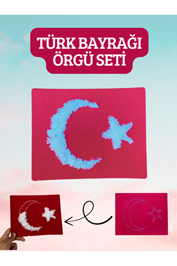 Fun Knitting Set for Kids with Turkey Flag Pattern