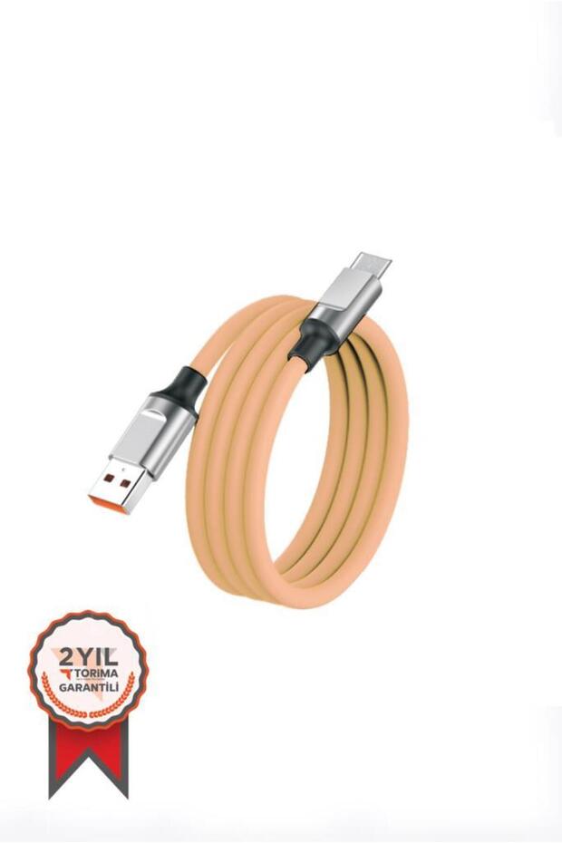 Şarj Kablosu Micro Silikon 3.0A Data Kablo U15 Turuncu - 1