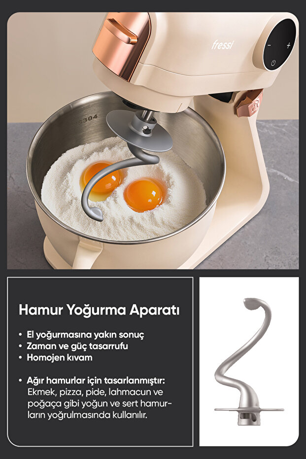 Hamur Yoğurma Makinesi Tam Döküm Demir Stand Mikser Mutfak Şefi FR-SM2503 Allegro - 3