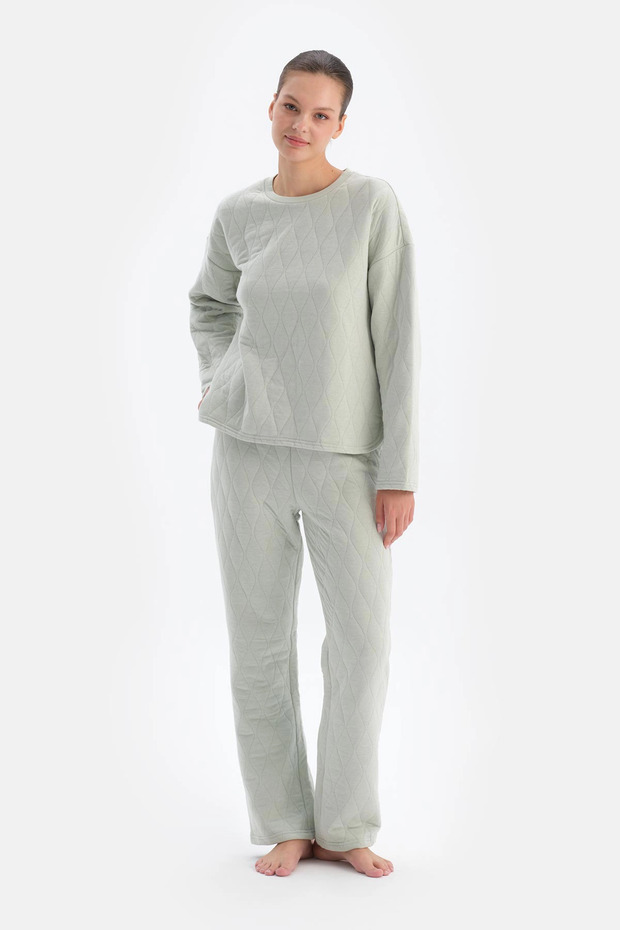 Açık Gri Kapitone Pantolon Pijama - 4