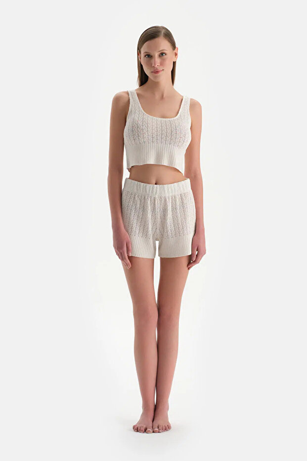 Ekru Kısa Şort - 6
