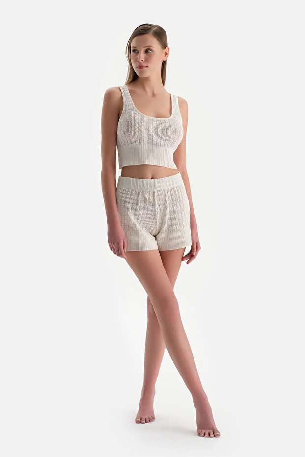 Ekru Kısa Şort - 5