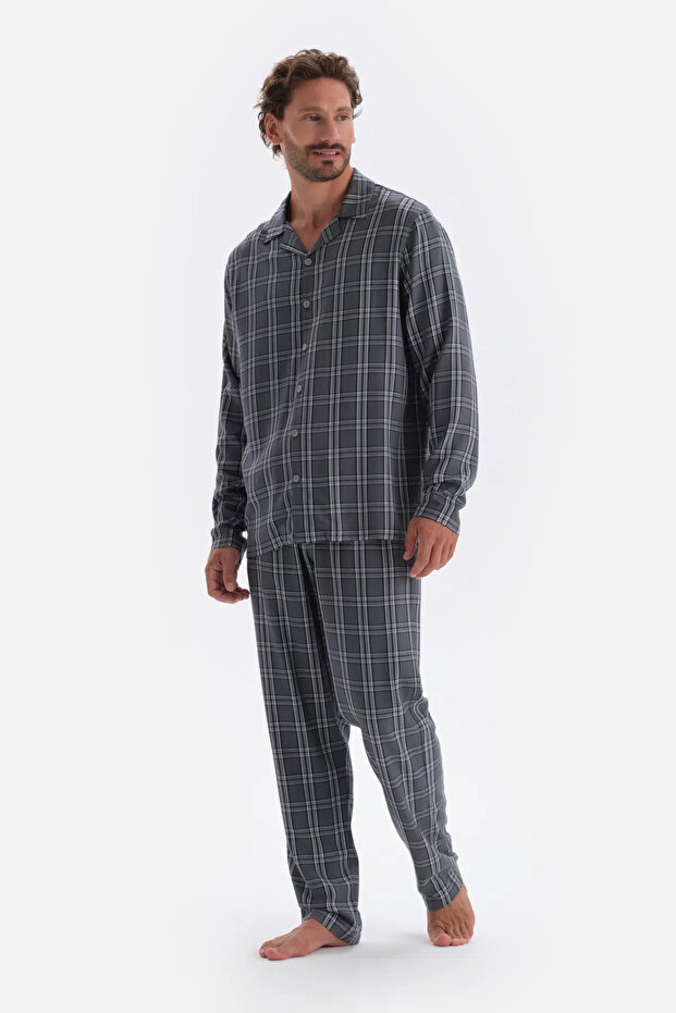 Füme Ekose Dokuma Gömlek Pijama Üstü - 3