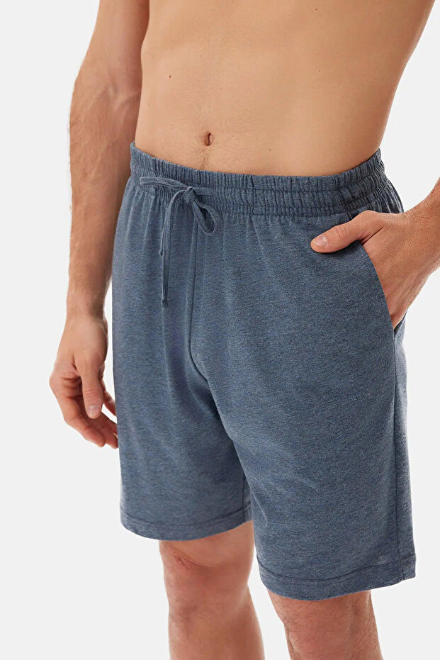 Ekru Bıs Yaka Flamlı Tişört Şort Pijama Takımı - 5