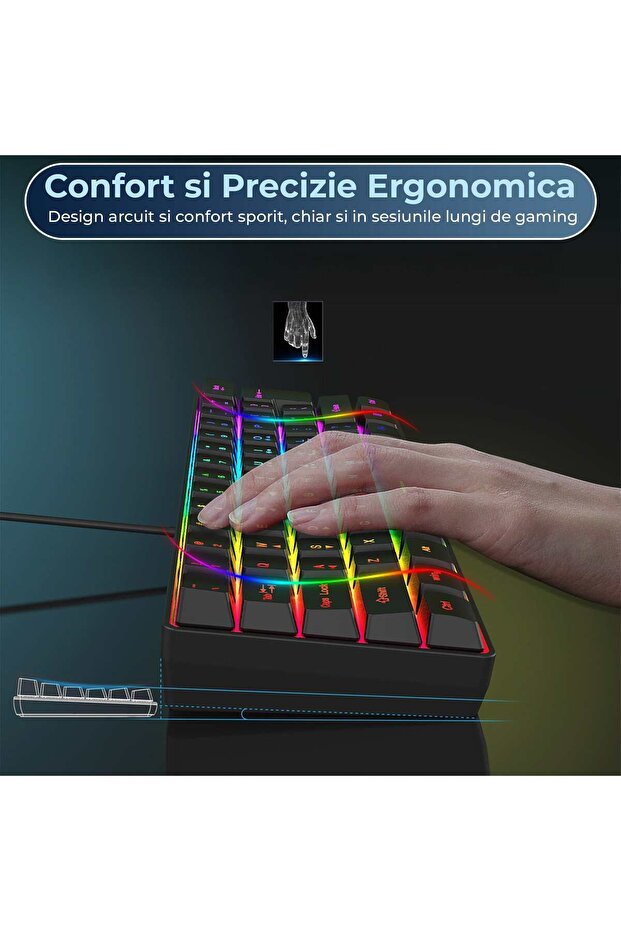 gaming keyboard, 61 keys, RGB, 8 modes, anti-ghosting, waterproof, USB, black - 6