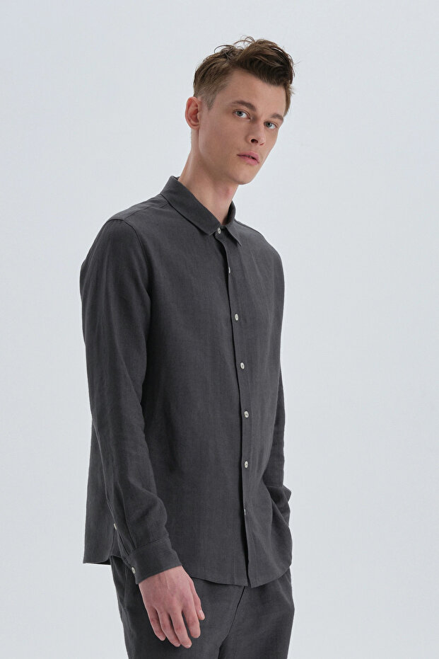 Antrasit Keten Gömlek - 1