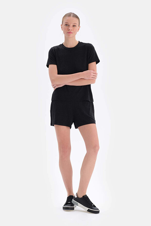 Siyah Soft Touch Basıc Şort - 6