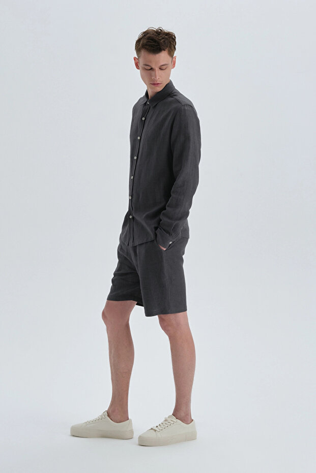 Antrasit Keten Gömlek - 3